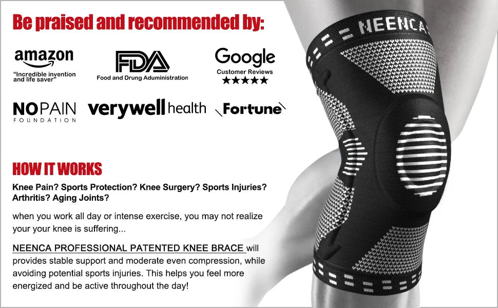 NEENCA Knee BracesCompression Knee Support for Knee Pain Relief  Sleeve  Meniscus Tear ACL Arthritis Joint Pain Injury Recovery